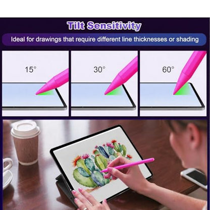 Stylus Pen for iPad A16 11th/10th Palm Rejection & Fast Charging Pen 2025-2018 Stylus Pencil for iPad 11th/A16/10/9/8/7/6th,Pro 12.9/11/13 inch M4,Air M2/M3/5/4/3,Mini A17/5th/6th - color: Rose Red