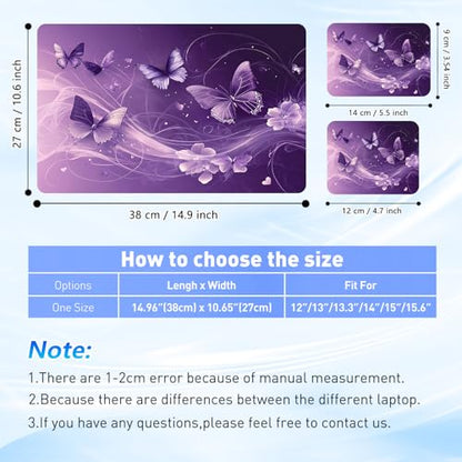 Universal Laptop Skin Sticker Decal with 2 Wrist Pad Skins, Waterproof Scratch Vinyl Cover for 11–15.6 Inch MacBook, HP, Dell, Lenovo, Cutable & Reusable,Purple Butterfly Fantasy - color: Purple Butterfly Fantasy