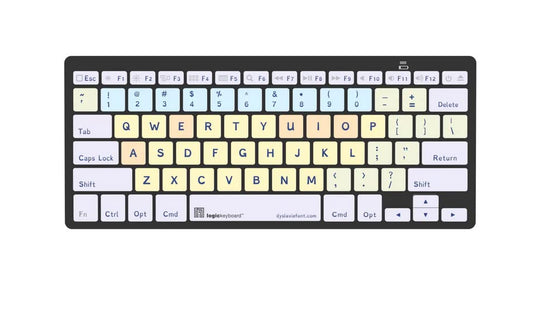 Logickeyboard with Dyslexie Font • A Unique Typeface to Make Reading, Learning, and Typing Easier • Wireless Bluetooth 3.0 connectivity • Light Form Factor 78 Keys • Compatible to Mac and iPad - color: Wireless 'Mini' for Mac
