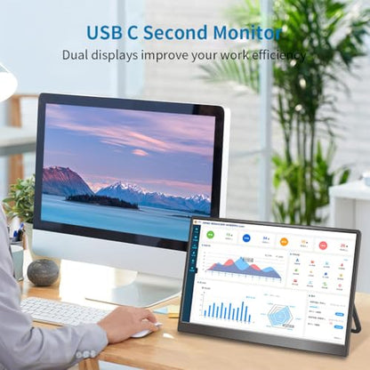 Portable Monitor Touchscreen 14",USB-C & FHD External Display 100% sRGB Anti-Glare Eye Care,Privacy Protection,Low-Power,VESA Mountable Travel Monitor for Laptop/Mac/Gaming/Office - size: 14“