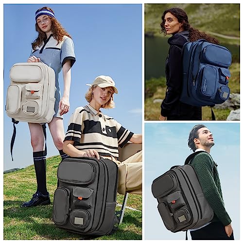 mixi Large Capacity Expandable Travel Backpack for Women & Men 15.6'' Laptop Carry On Weekender Bag Outdoor Hiking with Multifunction Pockets 180° Open Water Resistant 18 Inch 28L, Moonlight White - color: Expandable Moonlight White
