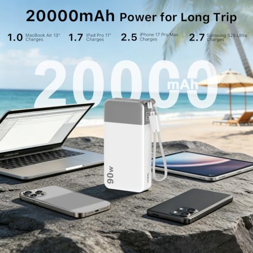NOBIS Power Bank 90W 20000mAh Laptop Portable Charger - color: White