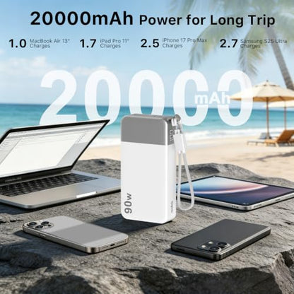 NOBIS Power Bank 90W 20000mAh Laptop Portable Charger - color: White