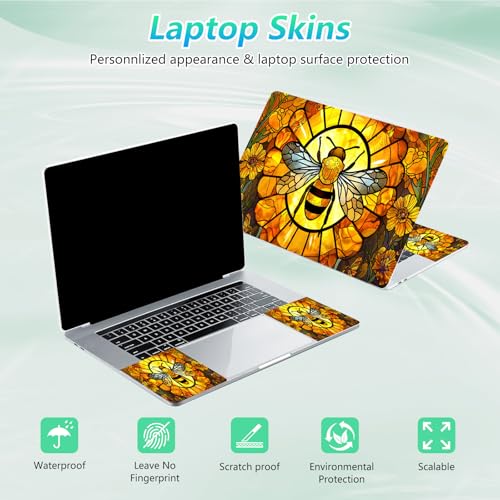 Laptop Skin Sticker Decal 12"-15.6" Universal Laptop/Notebook/Netbook Vinyl - Waterproof Scratch Resistant,Fits HP Dell Lenovo MacBook,2 Free Wrist Pads,Easy Apply & Remove,Cute Bee - color: Cute Bee