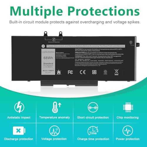 3HWPP 03HWPP 10X1J N2NLL 1VY7F 3YNXM 451-BCMN Laptop Battery for Dell Latitude 5401 5410 5411 5501 5510 5511 Precision 3541,3550 ,3551 Inspiron 7500 2-in-1 Black ,7506 2-in-1 Black ,7706 2-in-1 Laptop - size: 9.4*4.13*0.27inch 3HWPP