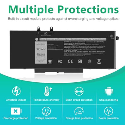 3HWPP 03HWPP 10X1J N2NLL 1VY7F 3YNXM 451-BCMN Laptop Battery for Dell Latitude 5401 5410 5411 5501 5510 5511 Precision 3541,3550 ,3551 Inspiron 7500 2-in-1 Black ,7506 2-in-1 Black ,7706 2-in-1 Laptop - size: 9.4*4.13*0.27inch 3HWPP