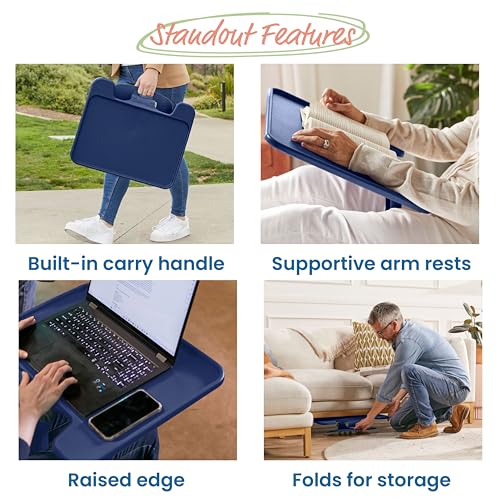 ECR4Kids The Surf Folding Portable Lap Desk, Large, Flexible Seating, Navy - color: Navy