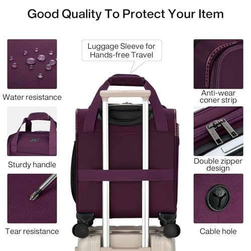 MILADA Underseat Carry On Luggage with Wheels, Airline Approved 16-inch Spinner Small Suitcase, Softside Travel Luggage, Personal Item Overnight Bag, Business Mini Suitcase for Women and Men, Purple - color: Purple