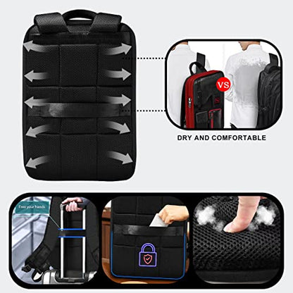 Slim & Expandable Laptop Backpack 15.6 Inch, Computer Rucksack Water Resistant Bag, Anti-Theft Travel Daypack for Men and Women-Black&Red - color: Black&red