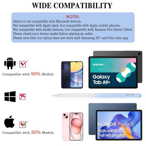 Stylus Pen for Android Tablet,Tablet Pencil for iOS/Android,Rechargeable Active Stylus Pen for iPhone/XiaoMi/Huawei/Vivo/Lenovo/Pixel and Other Android Smartphones and Tablets-Gradient Blue - color: Gradient Blue