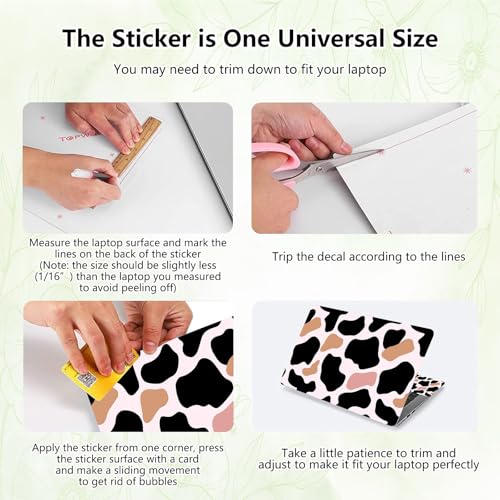 Laptop Skin Sticker Decal, Universal Reusable Vinyl Laptop Cover for 12" 13" 13.3" 14" 15" 15.4" 15.6" Notebook PC, Waterproof Scratch-Resistant with 2 Wrist Pads, Easy to Apply & Remove,Cow Print - color: Cow Print