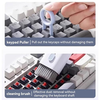 7-in-1 Keyboard and Electronics Cleaning Kit – Multi-Functional Cleaning Brush Set for Laptop, Earbuds, Screen, Phone, Keyboard, Dust Removal and Keycap Puller Tool
