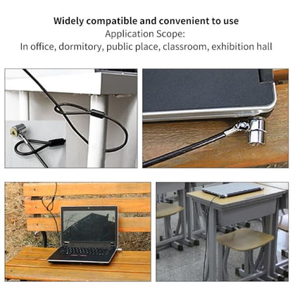 2m Galvanized Steel Laptop Cable Lock - Universal Security Anti Theft Cable with 180° Rotating Head and Keys for Most Laptops & Projectors