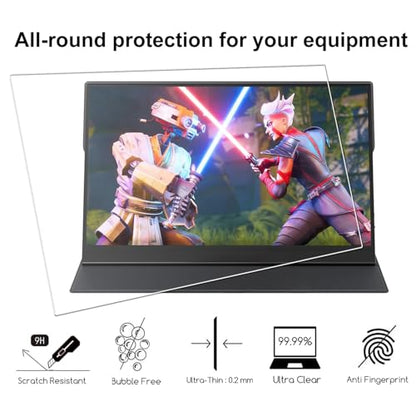 15.6" Portable Monitor Tempered Glass Screen Protector for ASUS/MNN/KYY/ARZOPA/ForHelp/InnoView/Lepow/Newsoul/QQH etc Other All 15.6 inch Portable Monitor with 16:9 Aspect Ratio,HD, Anti-Scratch Bubble Free