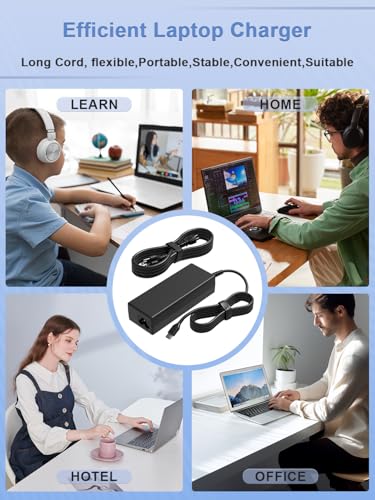 100W-USB C Laptop Charger Compatible with Lenovo Thinkpad HP Dell Asus MacBook Samsung Galaxy Surface Pro 11 10 9 8 7 Universal Chromebook Replacement Power Cord and Other USB-C Devices