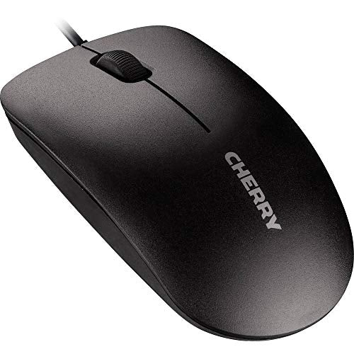 Cherry MC 1000, Wired Office Mouse for PC, Optical Sensor (1,200 dpi), 3 Buttons, Symmetrical Design for Left- and Right-Handed Users, GS Certification, Black - color: Black