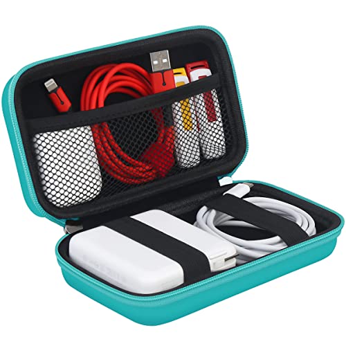 BOVKE PU Hard Travel Case for MacBook Air Pro Power Adapter Apple MagSafe 2 USB-C Charger, Extra Room for USB C Hub, Type C Hub, USB C Hub Multiport Adapter, Magic Mouse, Charging Cable, Turquoise - color: AA_Turquoise