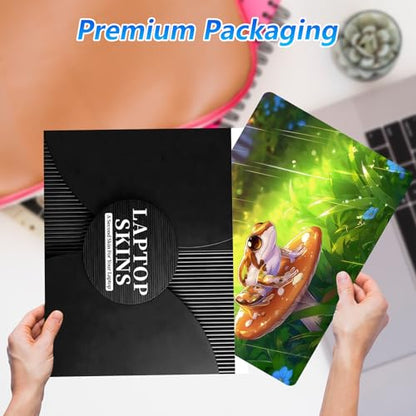 Universal Laptop Skin Sticker Decal with 2 Wrist Pad Skins, Waterproof Scratch Vinyl Cover for 11–15.6 Inch MacBook, HP, Dell, Lenovo, Cutable & Reusable,Cute Frog on Mushroom - color: Cute Frog on Mushroom