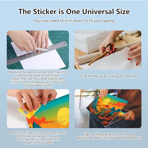 Universal Laptop Skin Sticker with 2 Wrist Pad Skins, Waterproof Scratch Resistant Vinyl Laptop Cover Decal, Cut to Fit for 11–15.6 Inch MacBook HP Dell Lenovo, Colorful Clouds Mountains - color: Colorful Clouds Mountains
