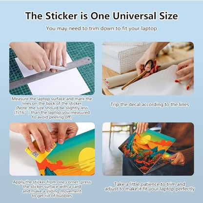 Universal Laptop Skin Sticker with 2 Wrist Pad Skins, Waterproof Scratch Resistant Vinyl Laptop Cover Decal, Cut to Fit for 11–15.6 Inch MacBook HP Dell Lenovo, Colorful Clouds Mountains - color: Colorful Clouds Mountains