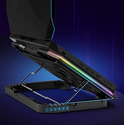 TOEWOE Laptop Cooling Pad, RGB Gaming Notebook Cooler, Laptop Fan Stand Adjustable Height with 6 Quiet Fans for 12-17.3 Inch Laptops, Two USB Ports