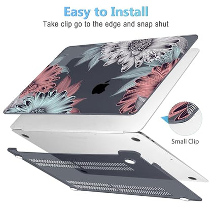 Mektron Case for MacBook Air 13" M1 A2337 A2179 A1932,Blooming Chrysanthemums Hard Cover 2018-2021 Air 13-inch with Touch bar, Designed Protective Shell w/Keyboard Skin Screen Protector Webcam Cover - color: Blooming Chrysanthemums