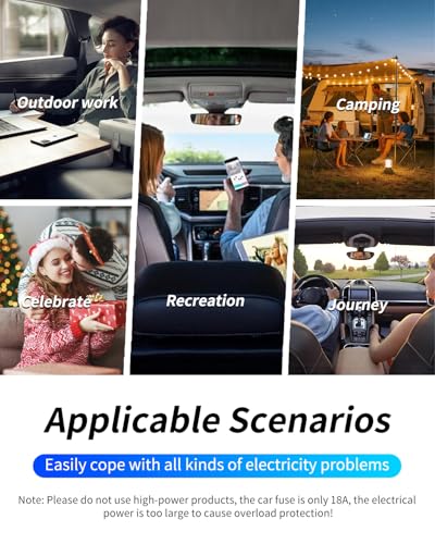 200W Car Power Inverter, Blubluman DC 12V to 110V AC Car Plug Adapter Outlet with 30W PD Charger, QC3.0 Fast Charger 24W, Power Inverter for Vehicles, Outlet for Laptop Computer Charger