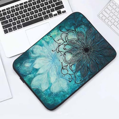 Laptop Sleeve Bag 15.4 15.6 Inch,Teal Tie Dye Mandala Geometric Protective Polyester Computer Cases Laptop Cover Briefcase Bag Tablet Travel Cover - color: LPS-010
