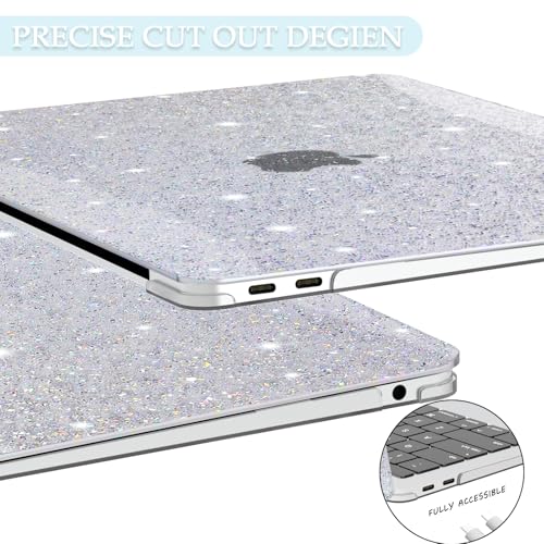 B BELK for MacBook Air 13.3 inch Case M1 A2337 A2179 A1932, Glitter White | 2021-2018 Released, Sturdy Protective Laptop Hard Shell with 2 Keyboard Covers - color: Glitter White