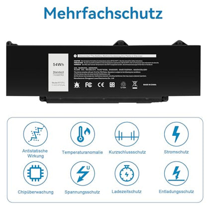 Futurebatt R73TC DR02P Battery Replacement for Dell Latitude 5540 5550 3340 3440 3450 3540 Precision 3590 3580 3480 3490 Series 2X1V9 GTG7N GRWKG KDM9P - size: R73TC 11.97×4.33×1.18 in
