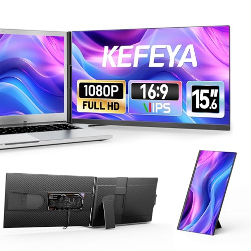 KEFEYA Laptop Screen Extender, 15.6" FHD 1080P IPS Portable Monitor for Laptop, Plug and Play Dual Monitor Extender for 13"-17.3" Laptops, Compatible with MAC, Windows, Android, Linux, Chrome - size: Dual-15.6"