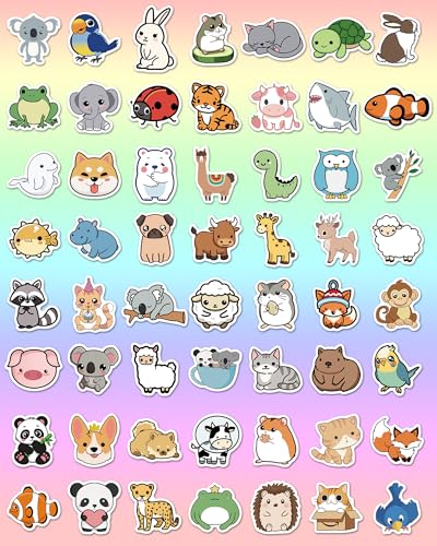 100 Pcs Animal Stickers for Kids, Cute Water Bottle Stickers, Party Favors | Vinyl Waterproof Kid Sticker Pack, Kids Classroom Prizes for Elementary Students, Goodie Bags Stuffers for Kids - style: 100 Pcs
