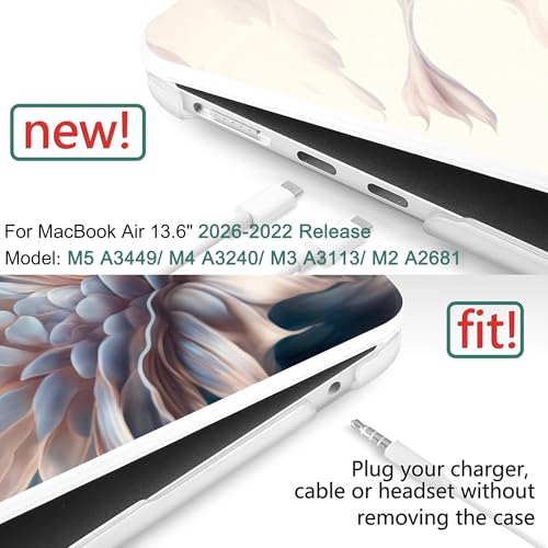 DONGKE for MacBook Air 13 Inch Case M5 2026 M4 2025 M3 M2 2024-2022 A3449 A3240 A3113 A2681, Plastic Hard Shell & Keyboard Cover & Screen Film for MacBook Air 13.6 Inch Case - Beautiful Flower - color: Beautiful Flowers D082