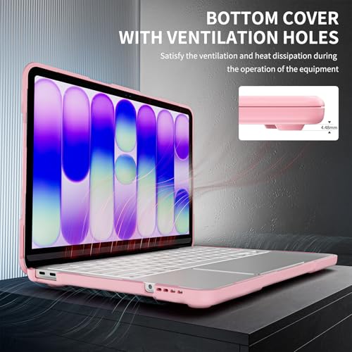 Batianda Heavy Duty Case for MacBook Neo 13 Inch 2026, Blush | Fits Model A3404 A18 Pro Chip, Ergonomic Foldable Stand Holds 22lbs, TPU Bumper, Matte Translucent Shockproof Hard Shell - color: Blush