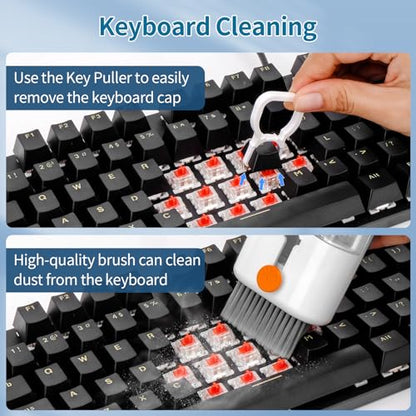 Keyboard Cleaner Laptop Cleaning Kit - All in One Computer Tech Cleaning Brush, Multi-Function Pc Accessories with Airpod Cleaning Kit, Electronic Laptop Screen Cleaner for MacBook, iPhone, Gaming - color: Bright White