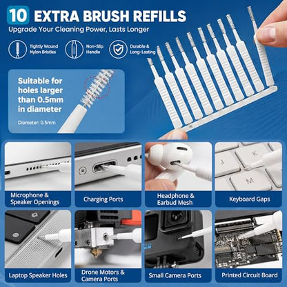 Phone Cleaning Kit (57PCS), iPhone Cleaning Kit, Airbud Cleaning Kit for AirPods, Keyboard Cleaning Kit, Charging Port Cleaner for Apple Lightning/Android USB-C (White, with 10 Mini Brush) - color: White (57PCS)