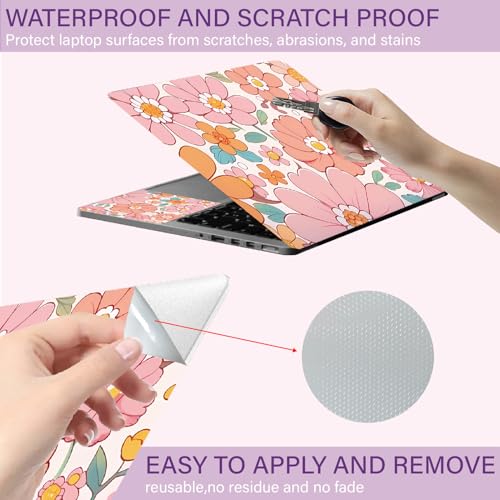CREATCABIN Flowers Laptop Skin Sticker Decal Netbook Skin Sticker Notebook Art Decal 12" 13" 13.3" 14" 15" 15.4" 15.6 Inch Laptop Protector Cover Waterproof Scratchproof Removable Easy to Apply - style: Flowers
