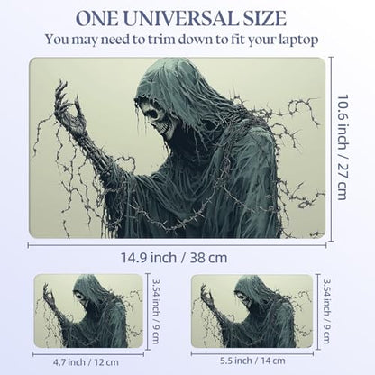 Universal Laptop Skin Sticker Decal,15.6 Inch Laptop Vinyl Cover for 13" 14" 15.6" Laptop,Scratch-Resistant Waterproof Protector Wrap,Reusable with Wrist Pads,Barbed Reaper Wraith - color: Barbed Reaper Wraith