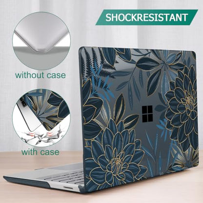 Mektron 2023 Microsoft Surface Laptop GO 3 Case 12.4" Compatible with Go 2/1 Laptop Cover 2022-2020 Releases Model 1943/2013 Plastic Hard Shell Case with Screen Protector, Dahlia Flower C035 - color: Dahlia Flower C035