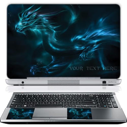 Meffort Inc Personalized Laptop Skin Sticker Cover Art Decal with Wrist Pad, Customize Your Text (12-12.5 Inch, Blue Dragon Design) - color: Blue Dragon Design, size: 12 - 12.5 Inch