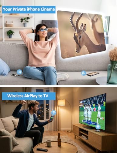 AIMIBO Wireless Display Adapter for AR Glasses, HDMI+USB-C | 5000mAh, 5G 60Hz, AirPlay/Miracast/DLNA for iOS/Android/Windows. Works with XREAL/Viture/RayNeo/Rokid, TV/monitor/projector.