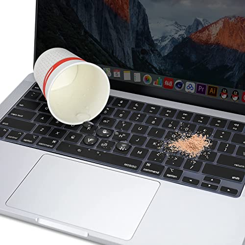 MOSISO Keyboard Cover Skin Compatible with MacBook Air 15 inch M3 M2 | A3114 A2941/Air 13.6 A3113 A2681/Pro 14/16 M4 M3 M2 M1, Black - color: Black