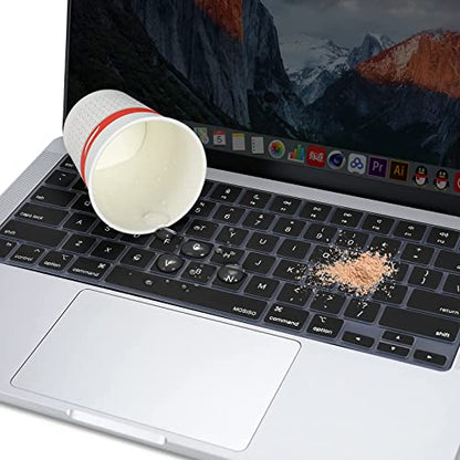 MOSISO Keyboard Cover Skin Compatible with MacBook Air 15 inch M3 M2 | A3114 A2941/Air 13.6 A3113 A2681/Pro 14/16 M4 M3 M2 M1, Black - color: Black
