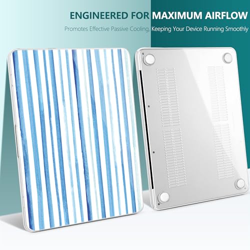 for MacBook Neo 13 Inch Case 2026 Release Model A3404, Blue Aesthetic Ultra-Slim Hard Shell with Keyboard Cover, 6-in-1 Laptop Accessories Bundle for Women Girls, Coastal Stripes - color: Coastal Stripes