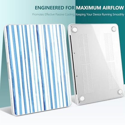 for MacBook Neo 13 Inch Case 2026 Release Model A3404, Blue Aesthetic Ultra-Slim Hard Shell with Keyboard Cover, 6-in-1 Laptop Accessories Bundle for Women Girls, Coastal Stripes - color: Coastal Stripes