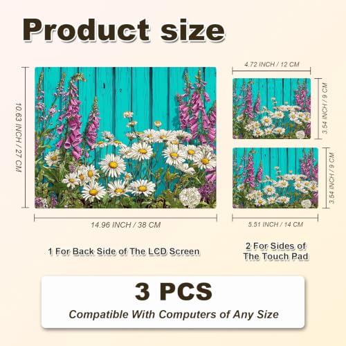 Universal Laptop Skin Sticker Decal 11-15.6 Inches, Daisy Foxglove | Reusable Vinyl Sticker for 12.1 13 13.3 14 15.4 Inches Notebook PC, Scratch Resistant Waterproof, Easy to Trim & Apply - color: Daisy Foxglove
