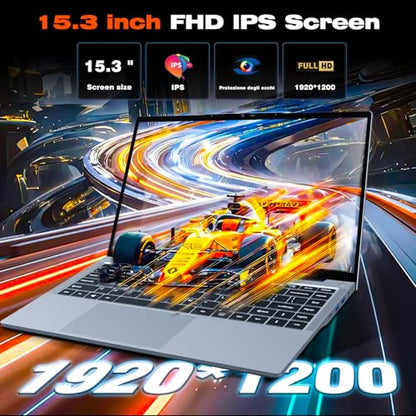 KUMNOSAL 2026 Laptop,15.3 Inch Laptop with i5-8210Y(Up to 3.6GHz), 24GB RAM 512GB SSD,FHD IPS 1200p,180°Open Portable Laptop, WiFi 5, UHD Graphics, Win 11 Pro Laptops for Business Light Gaming