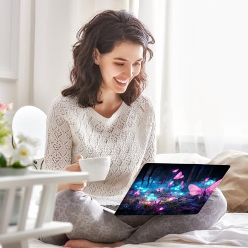 AIMSA Laptop Skin Sticker Decal, 13/13.3/14/15/15.4/15.6 inch Laptop Art Decal Universal Cover, Scratch Resistant Notebook Skin Protector, Fantasy Pink Butterfly - color: Fantasy Pink Butterfly