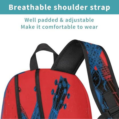 Guitar Rock Music Large Backpack for Women and Men Waterproof Travel Laptop Backpack Lightweight Business Work Daypack Fits 17 Inch Computer - color: Multicolor 6