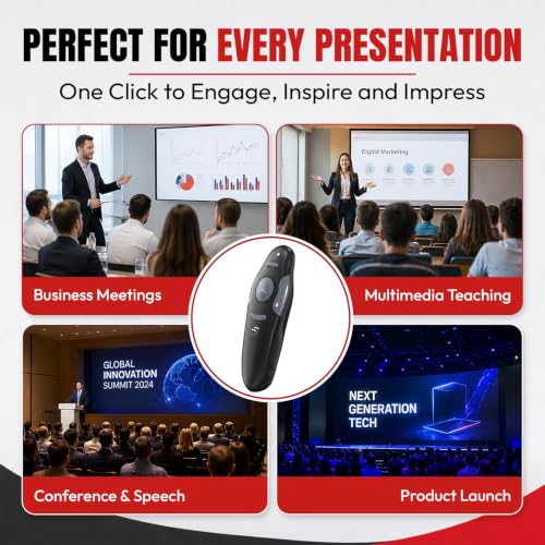 [2 Units] Presentation Clicker with 2 Cases Storage, Red Laser Pointer